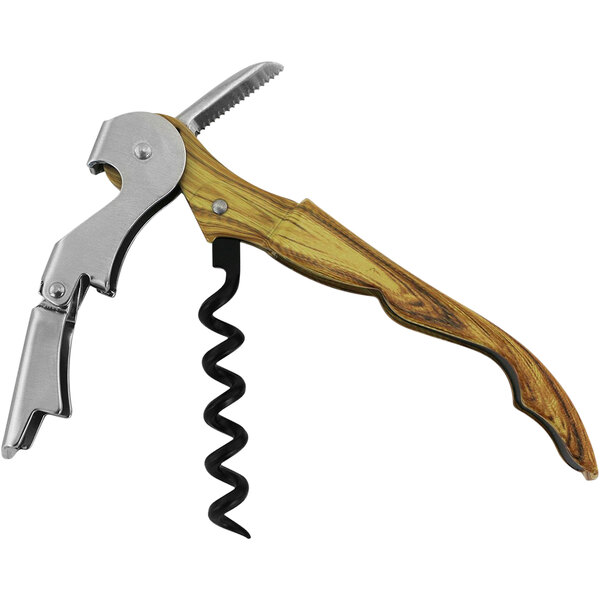 A Franmara waiter's corkscrew with a white oak patterned handle.