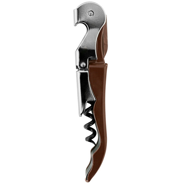 A Pulltap's Original waiter's corkscrew with a chocolate brown handle and silver blade.