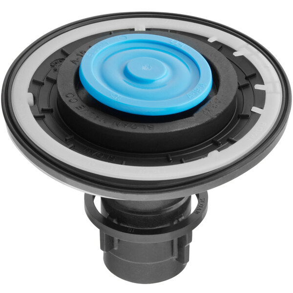 A black and blue plastic dual diaphragm kit for a Sloan water closet.