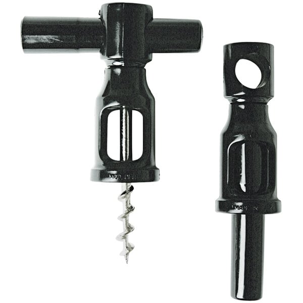 A black Franmara Picnic Pocket Corkscrew with a black screw on top.