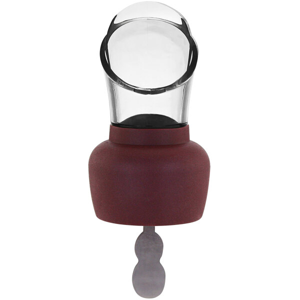 A Franmara Burgundy wine pourer and stopper with a black and white device.