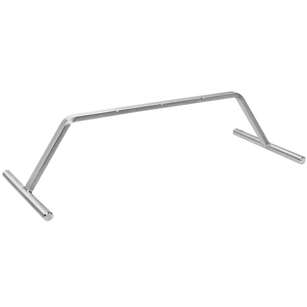 A silver metal Dry Ager hanger bar with two handles.