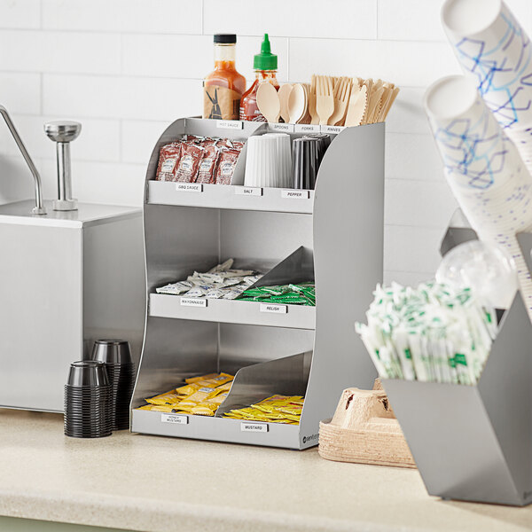 ServSense 8Section Stainless Steel Countertop / WallMount Condiment