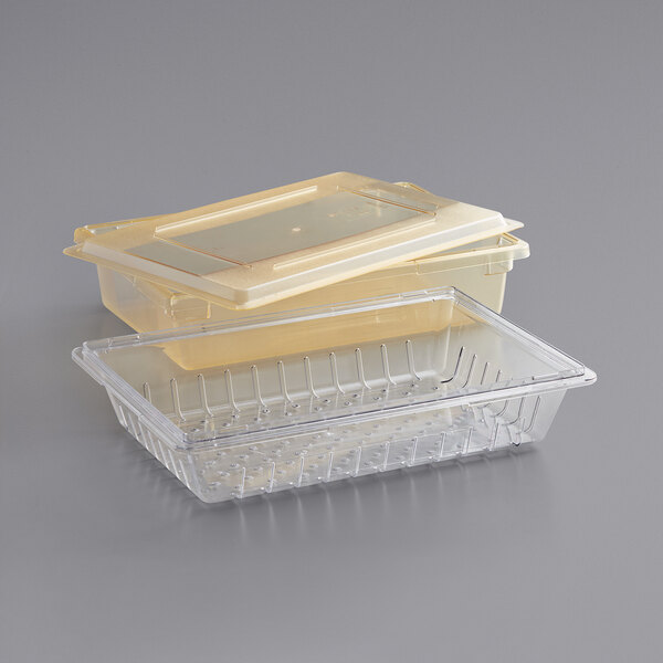 Carlisle StorPlus 26" x 18" x 6" Yellow Food Storage Box with Lid and