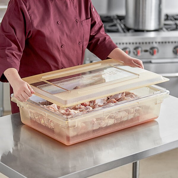 Carlisle StorPlus 26" x 18" x 6" Yellow Food Storage Box with Lid and