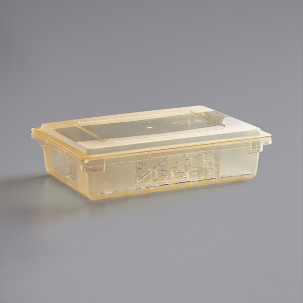Carlisle StorPlus 26" x 18" x 6" Yellow Food Storage Box with Lid and