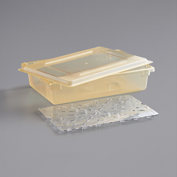 Carlisle StorPlus 26" x 18" x 6" Yellow Food Storage Box with Lid and