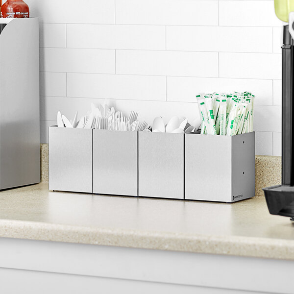 ServSense Stainless Steel 4Section Countertop / WallMount Flatware