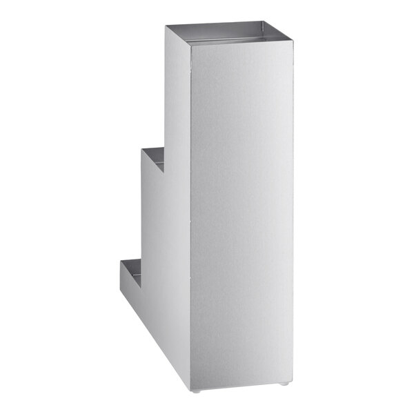 A three-tier stainless steel bottle riser.