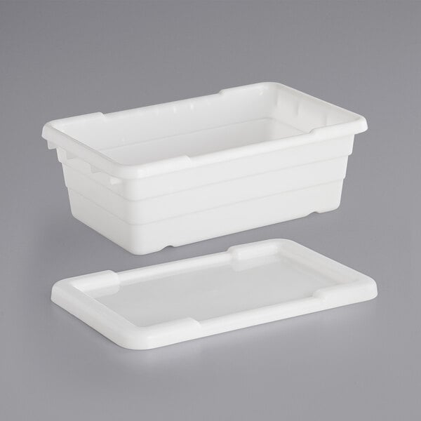 Choice 25" x 15" x 8" White Meat Lug / Tote Box with Cover