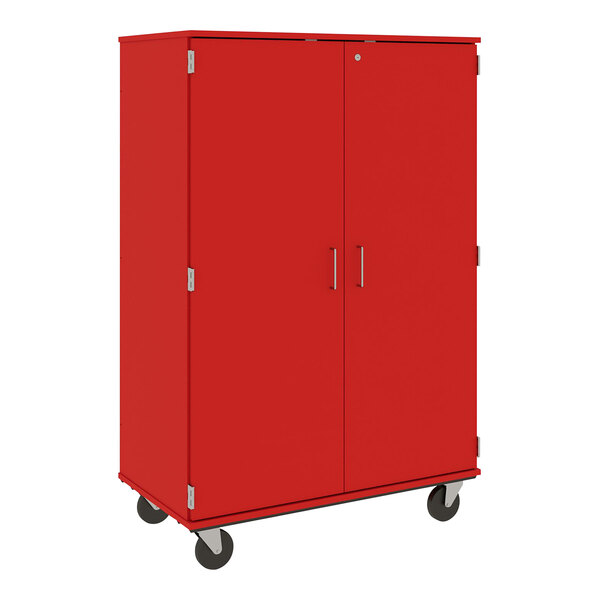 I.D. Systems 67" Tall Tulip Red Mobile Storage Cabinet with (36) 3" Bins 80243F67043