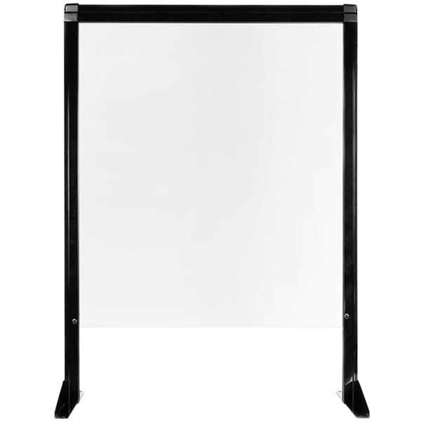 A black rectangular polycarbonate shield with black legs.