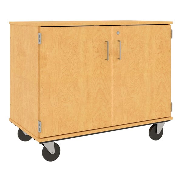 I.D. Systems 36" Tall Maple Mobile Storage Cabinet with (18) 3" Bins 80243F36073