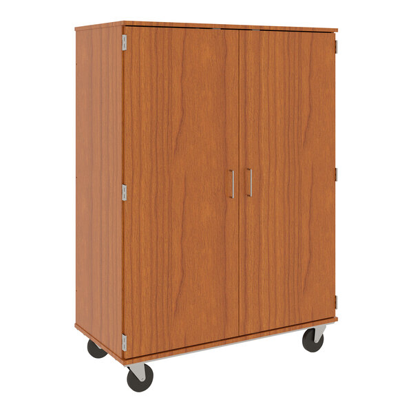 I.D. Systems 67" Tall Medium Cherry Mobile Storage Cabinet with (36) 3" Bins 80243F67003