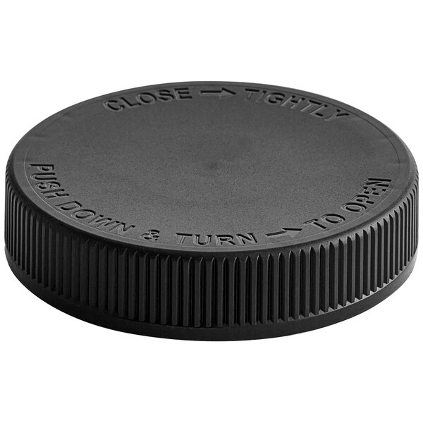 A black plastic 70/400 child-resistant cap with foam liner and text.