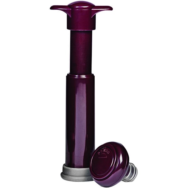 A purple cylinder with a metal cap.