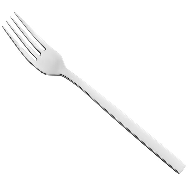 An Amefa Cube stainless steel table fork with a white handle.