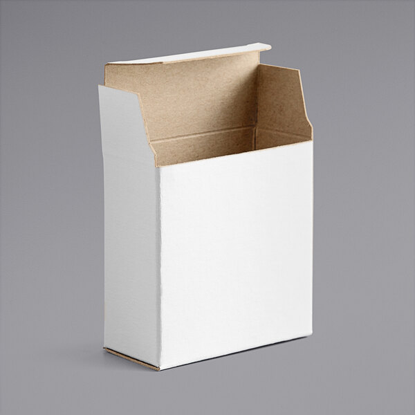 A white Lavex cardboard box with a lid open.