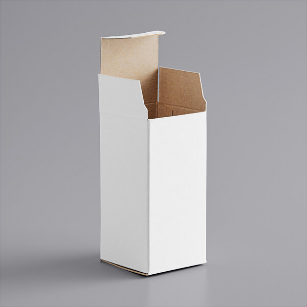 A white Lavex reverse tuck carton with a lid open.
