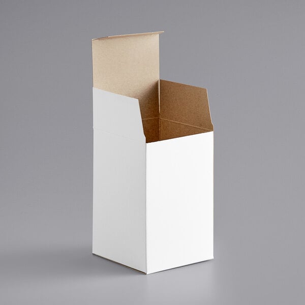 A white Lavex reverse tuck carton with a lid open.
