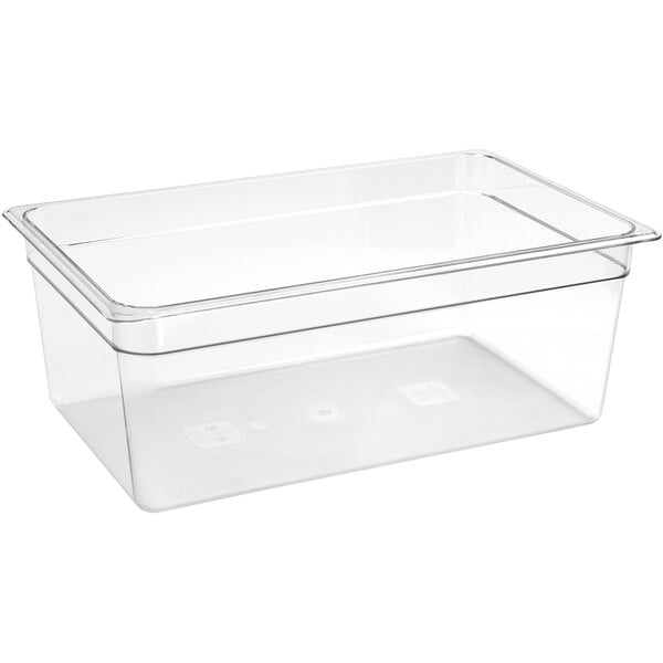 An American Metalcraft clear polycarbonate insert with a lid.
