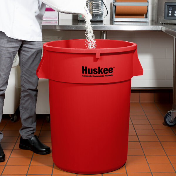 Continental 4444RD Huskee 44 Gallon Red Round Trash Can