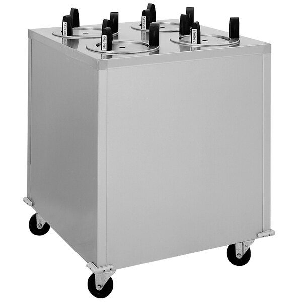 Delfield CAB4-1450ET Even Temp Mobile Enclosed Four Stack Heated Dish Dispenser / Warmer for 12" to 14 1/2" Dishes - 208V