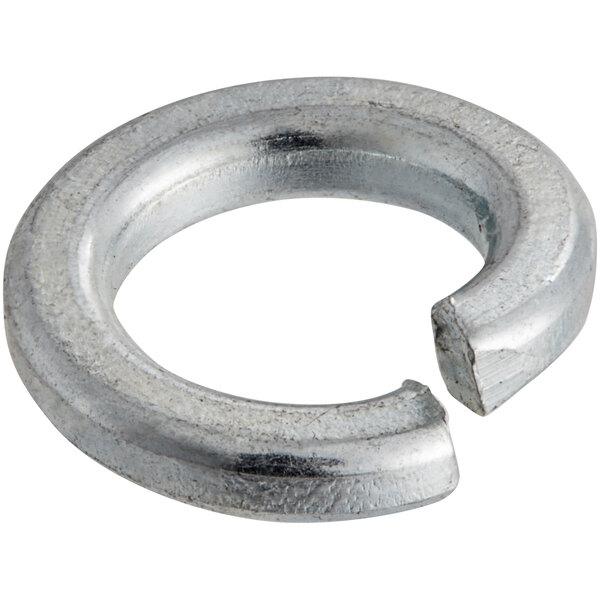 An open metal ring with a hole in it.