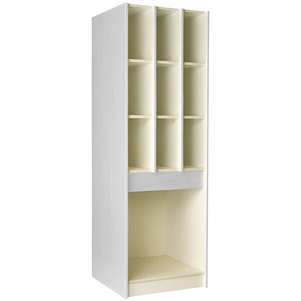 An I.D. Systems fashion grey instrument storage cabinet with shelves and doors.