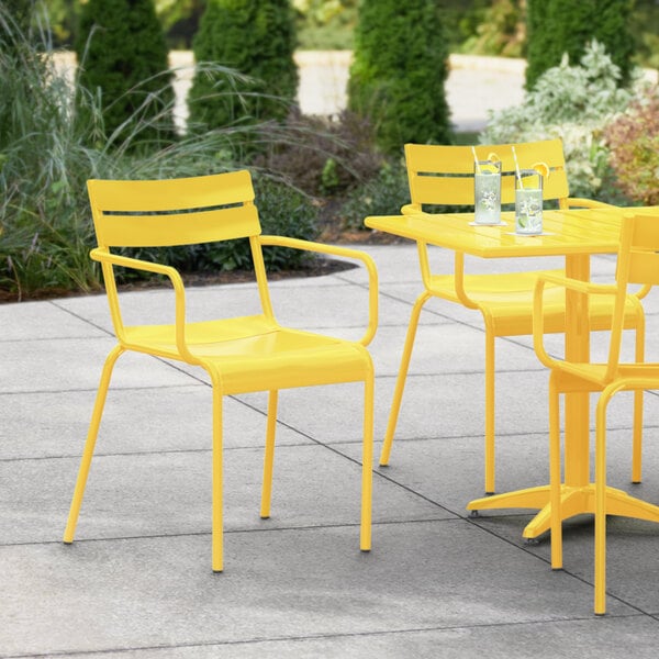 Lancaster Table & Seating Yellow Powder Coated Aluminum Outdoor Arm Chair