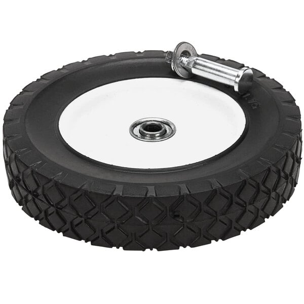 A Shortening Shuttle Single Wheel Kit with a black and white wheel and a metal screw on it.