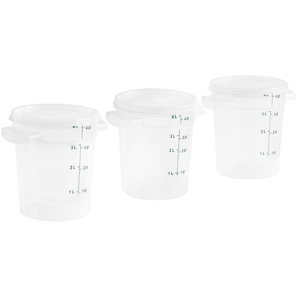 Vigor 4 Qt. Translucent Round Polypropylene Food Storage Container and ...