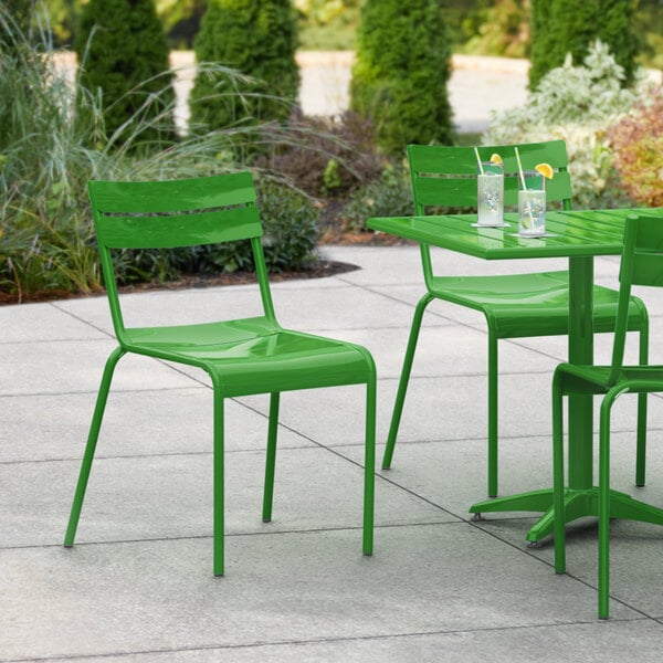 & Seating Green Powder Coated Aluminum Outdoor Chair