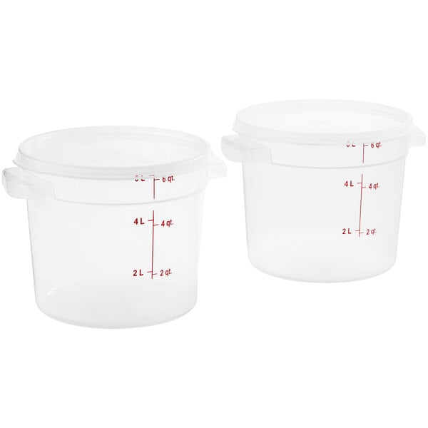 Vigor 6 Qt. Translucent Round Polypropylene Food Storage Container and ...