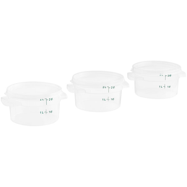 Vigor 2 Qt. Translucent Round Polypropylene Food Storage Container and ...