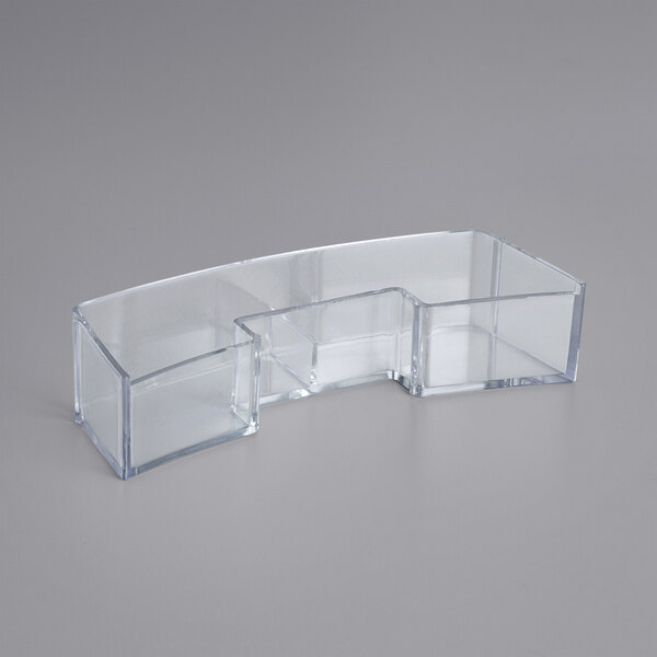 A clear plastic condensation collector with two compartments.