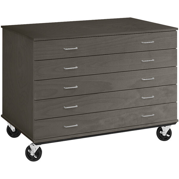 I.D. Systems 36" Tall Dark Elm Five Drawer Mobile Storage