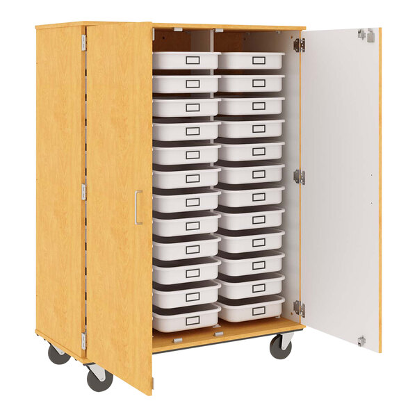 I.D. Systems 67" Tall Maple Mobile Storage Cabinet with (36) 3 1/2" Trays 80275F67073