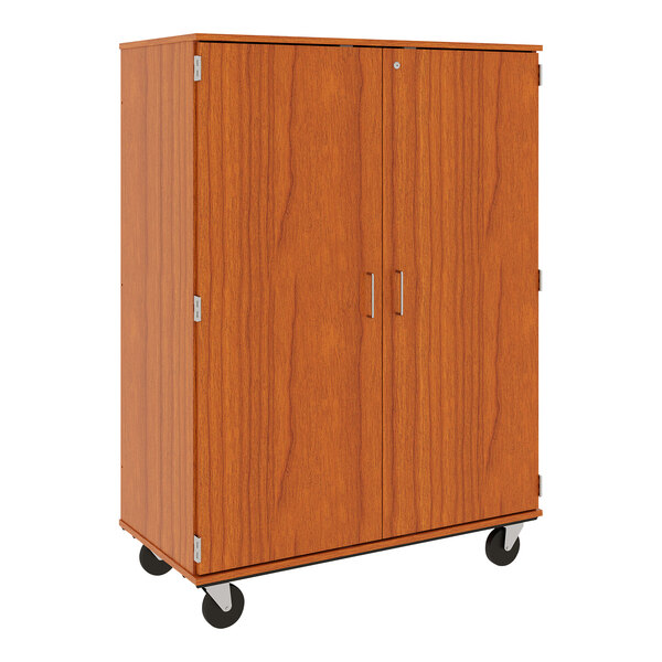 I.D. Systems 67" Tall Medium Cherry Mobile Storage Cabinet with (36) 3 1/2" Trays 80275F67003
