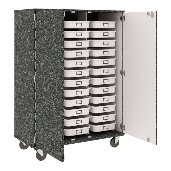 I.D. Systems 67" Tall Graphite Nebula Mobile Storage Cabinet with (36) 3 1/2" Trays 80275F67057