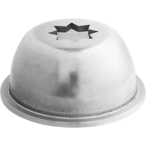 A silver metal Avantco Churro tube with a star on top.