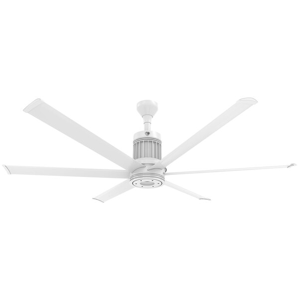 A white Big Ass Fans outdoor ceiling fan with three white blades.