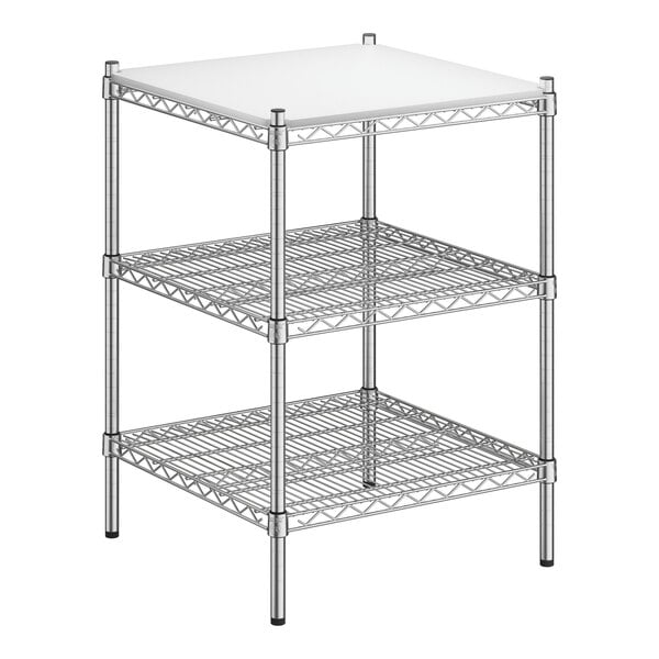 Regency 24" Wide NSF Chrome Wire 3-Shelf Kit with 34" Posts and Removable Plastic Shelf