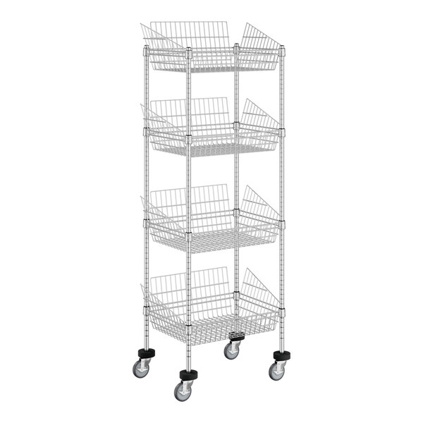 Regency 18" x 24" NSF Chrome 4 Post Basket Kit with 64" Posts and Casters