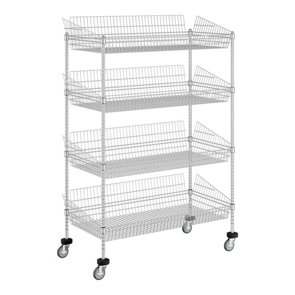 Regency 24" x 48" NSF Chrome 4 Post Basket Kit with 64" Posts and Casters