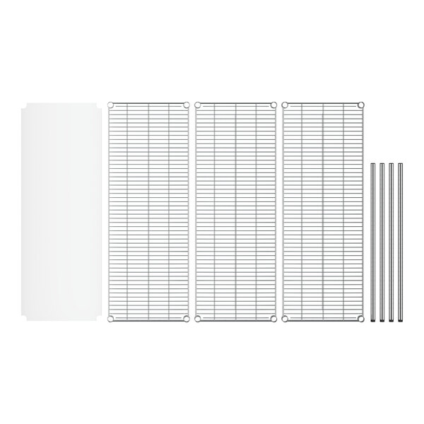 A white grid with metal rods.