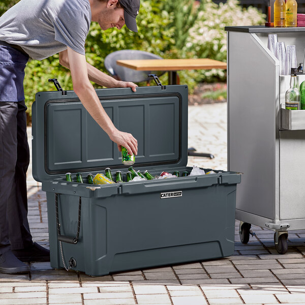 CaterGator CG100CHR Charcoal 110 Qt. Rotomolded Extreme Outdoor Cooler