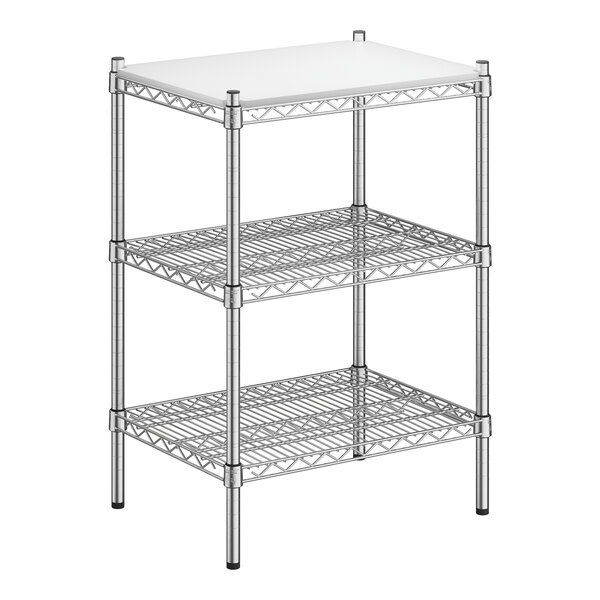 Regency 18" Wide NSF Chrome Wire 3-Shelf Kit with 34" Posts and Removable Plastic Shelf