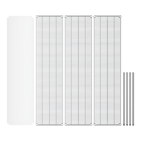 A white rectangular metal grid with metal rods on a white background.