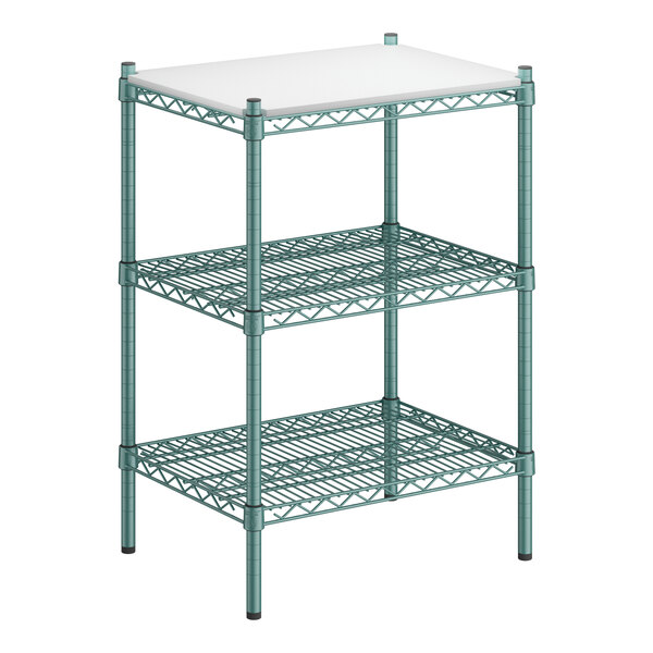 Regency 18" Wide NSF Green Epoxy 3-Shelf Kit with Removable Plastic Shelf and 34" Posts